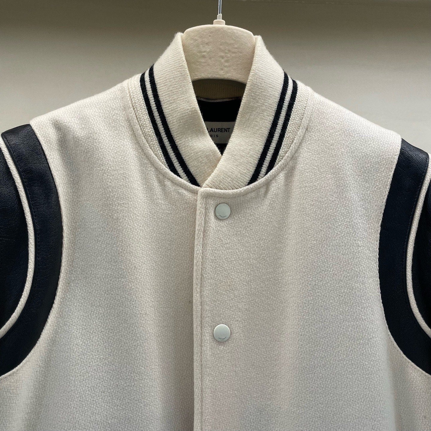 Saint Laurent Cream Baseball Jacket