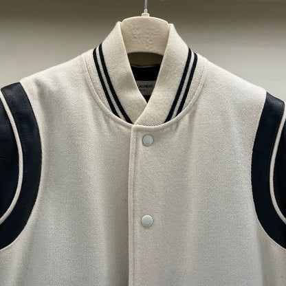 Saint Laurent Cream Baseball Jacket