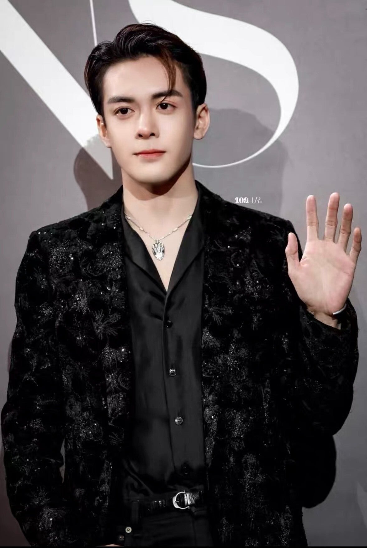 black velvet floral blazer by Saint Laurent