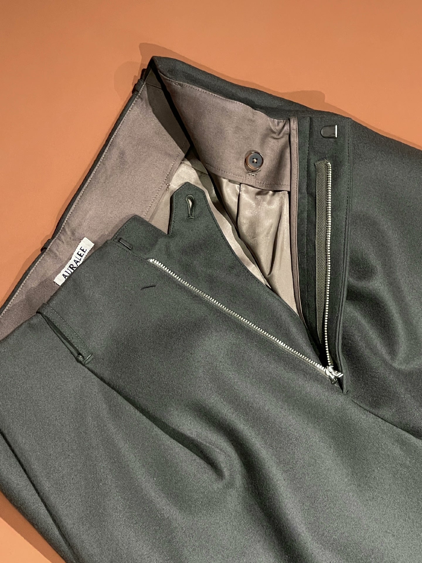 AURALEE Japanese Olive Green Wool Pants