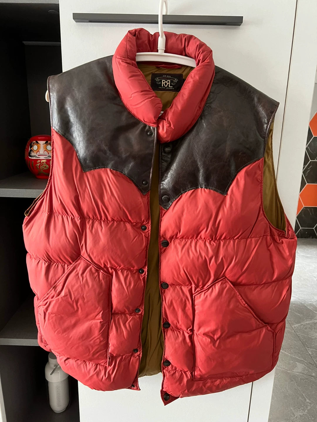 RRL Down Vest with Leather Details