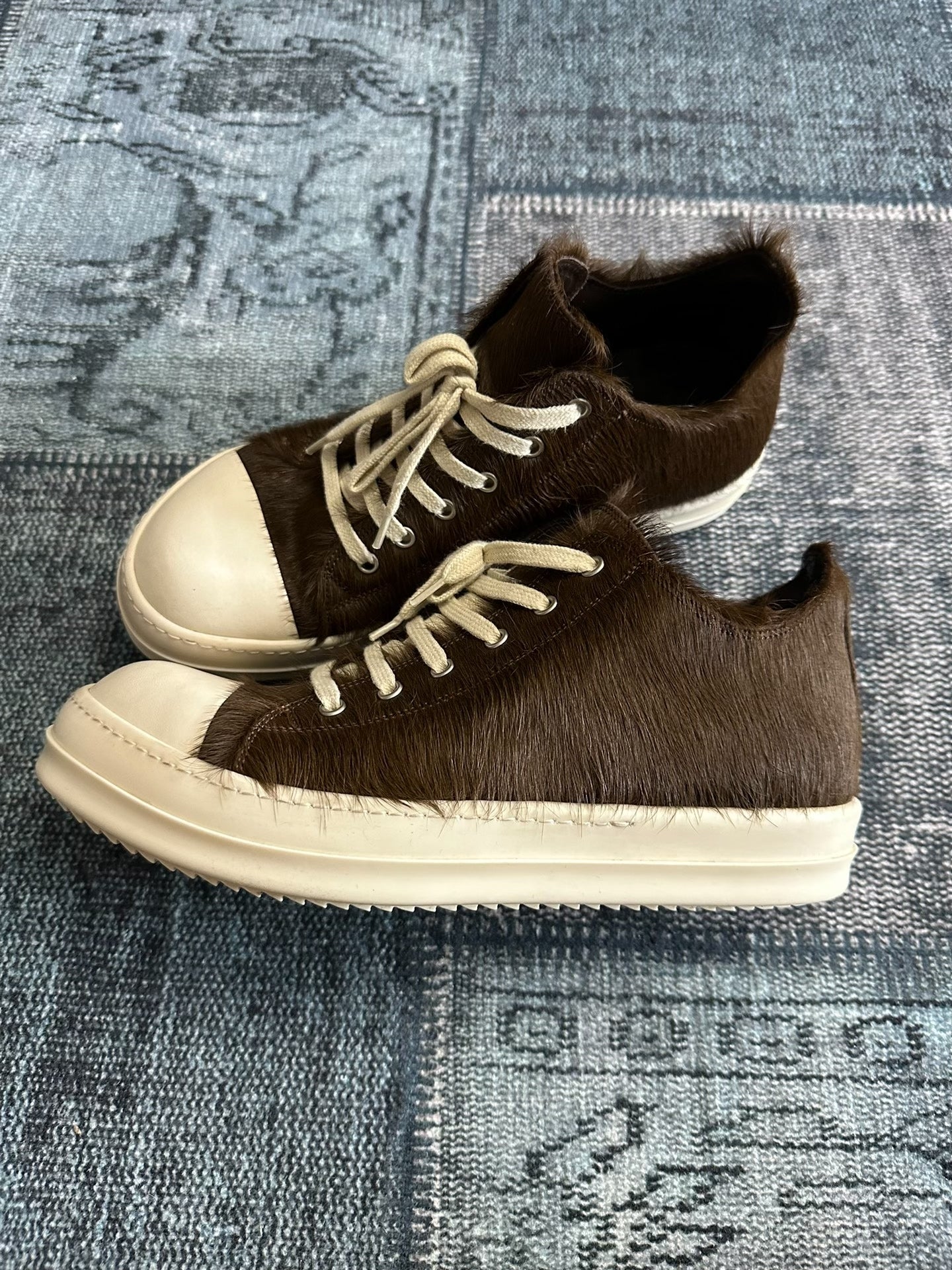 Rick Owens Main Line Brown Horsehair Low-Top 42