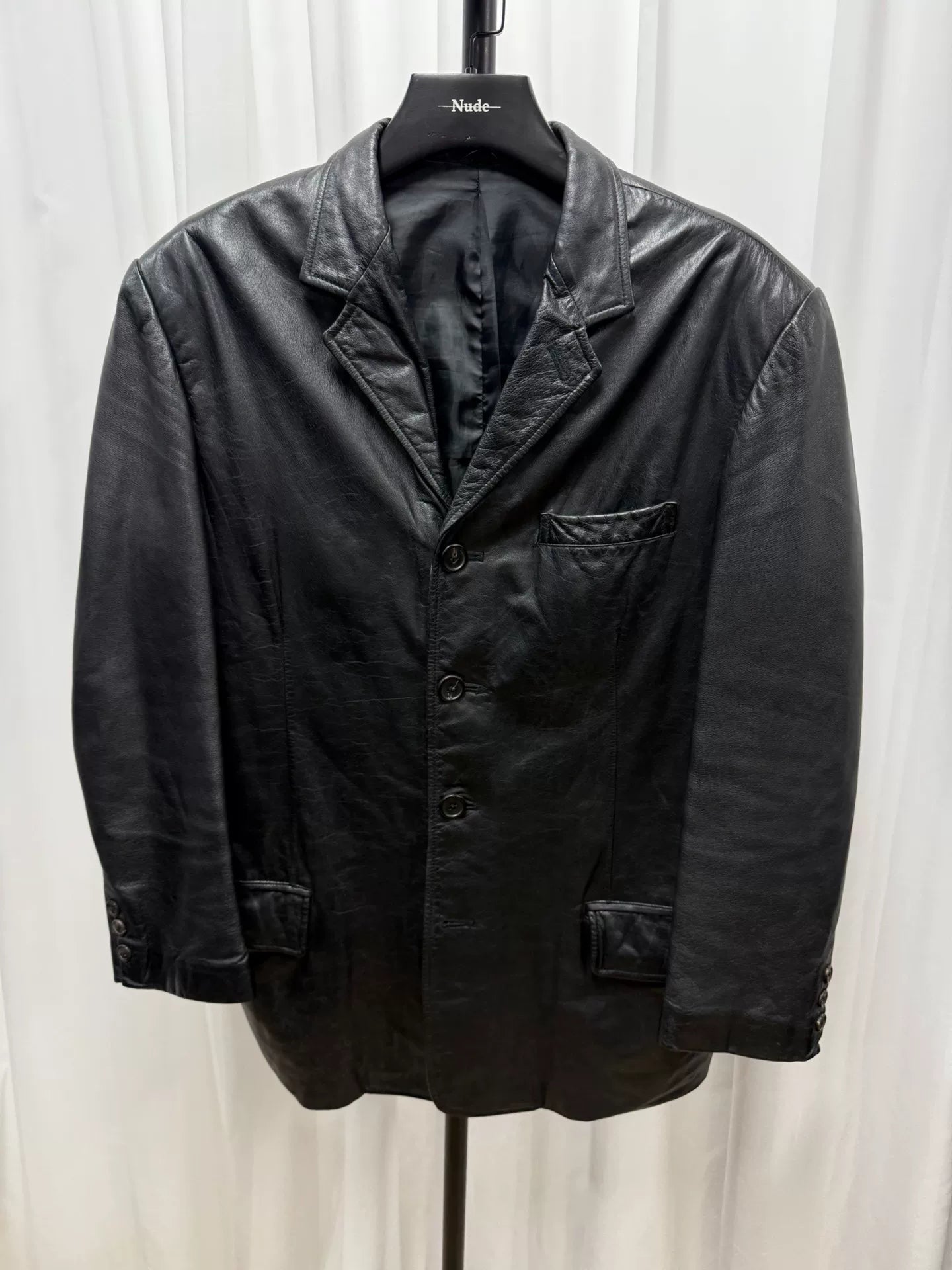 yohji yamamoto men's oversized leather jacket