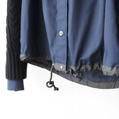 sacai knit patchwork button-up shirt