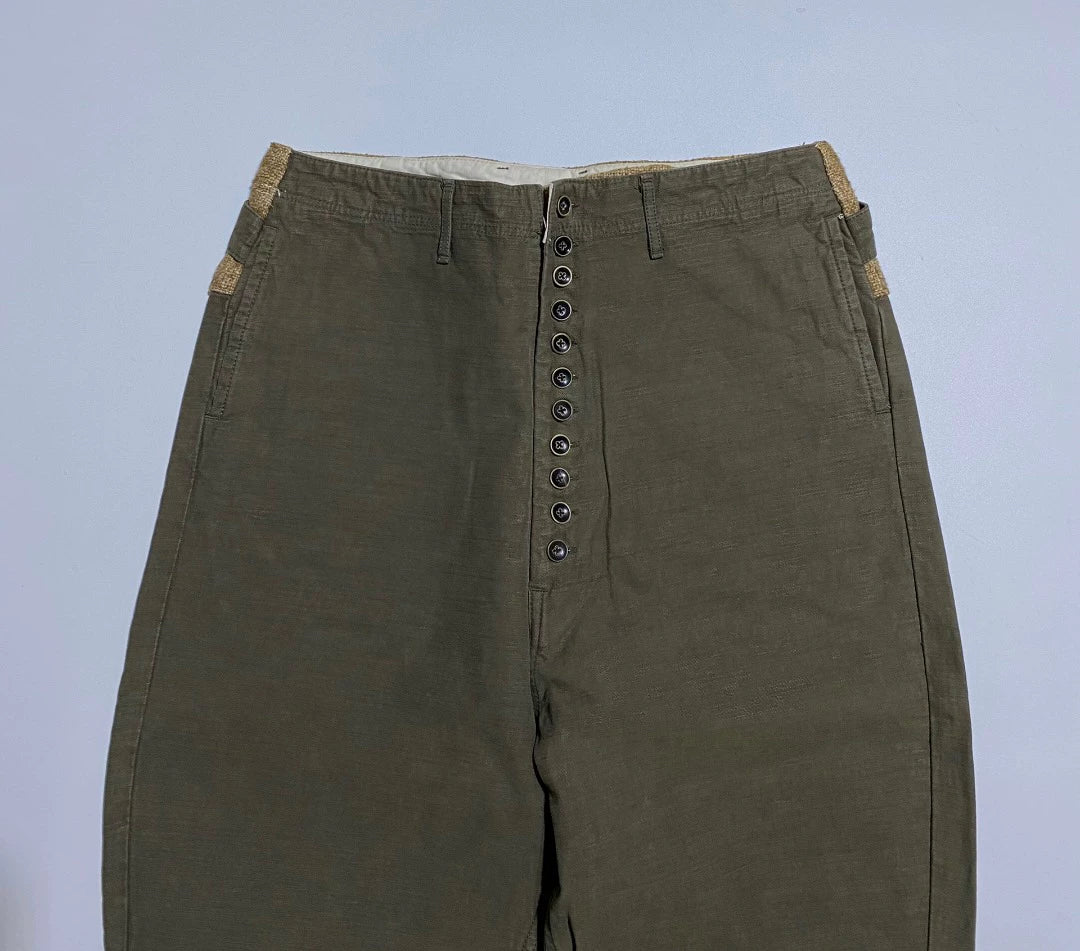KAPITAL Cotton-Linen Spliced Riding Pants