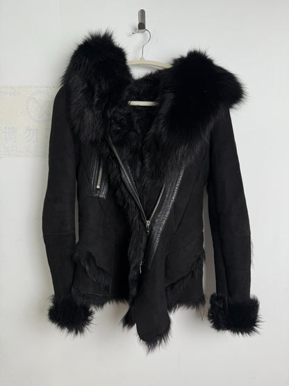 vintage irregular patchwork leather jacket