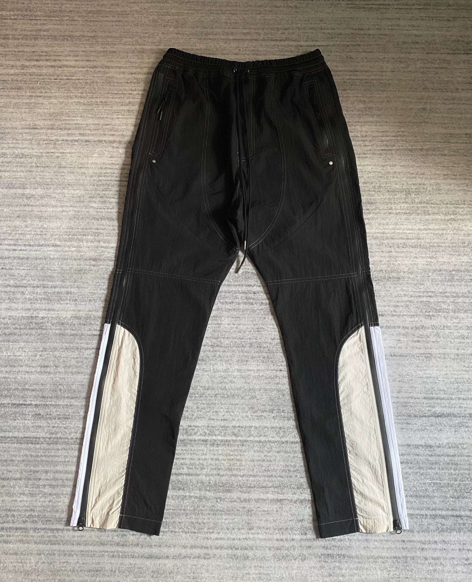 black and white panel athletic pants
