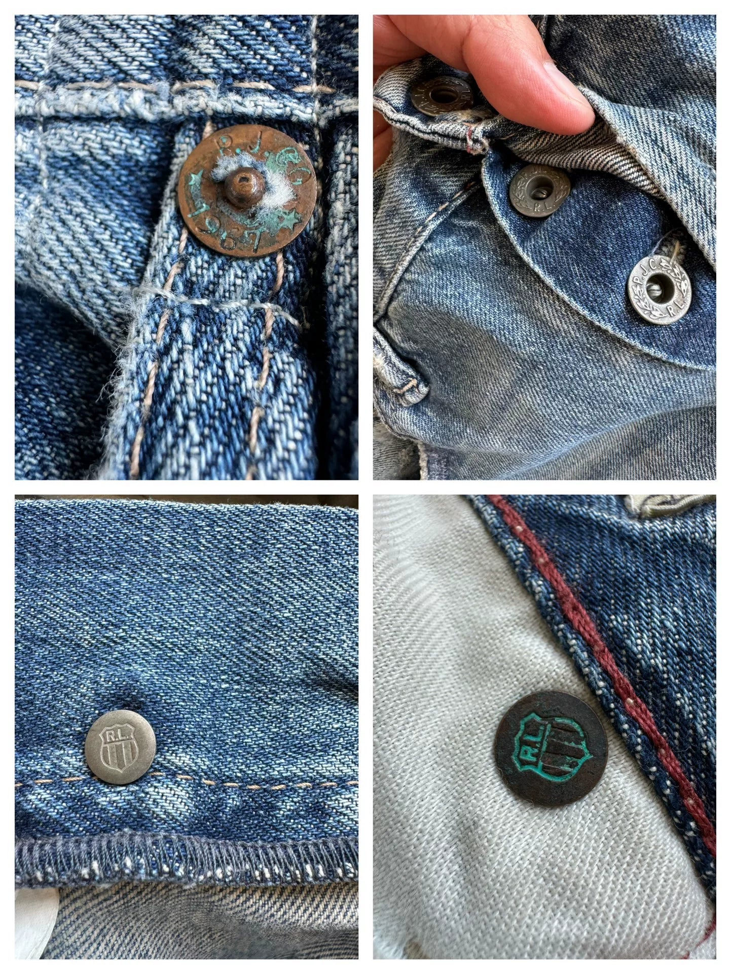 Vintage Wash Patchwork Denim Jeans