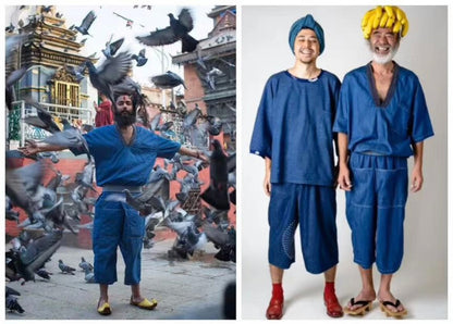 Kapital Denim Short Sleeve Top with Blue Dye