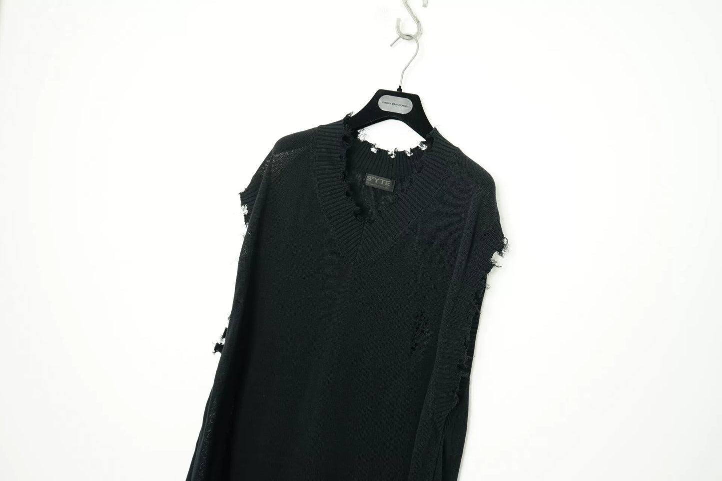 Yohji Yamamoto Loose Distressed V-Neck Knit