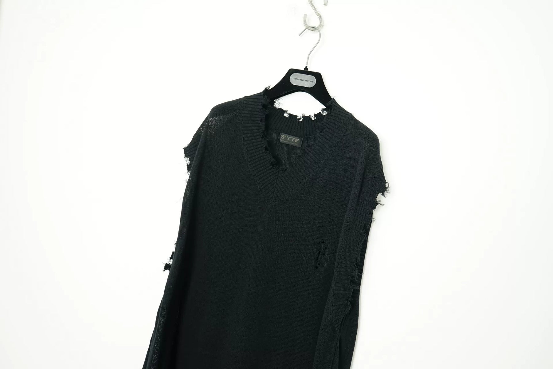 Yohji Yamamoto Loose Distressed V-Neck Knit