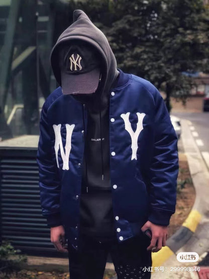 Gucci x MLB NY Logo Silk Baseball Jacket
