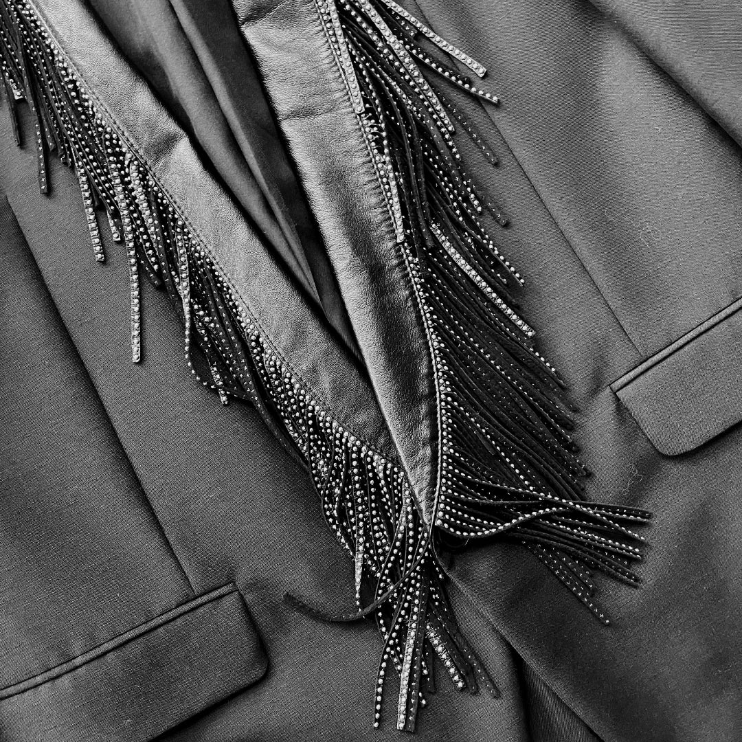 Saint Laurent Fringe Leather Collar Blazer