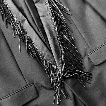 Saint Laurent Fringe Leather Collar Blazer