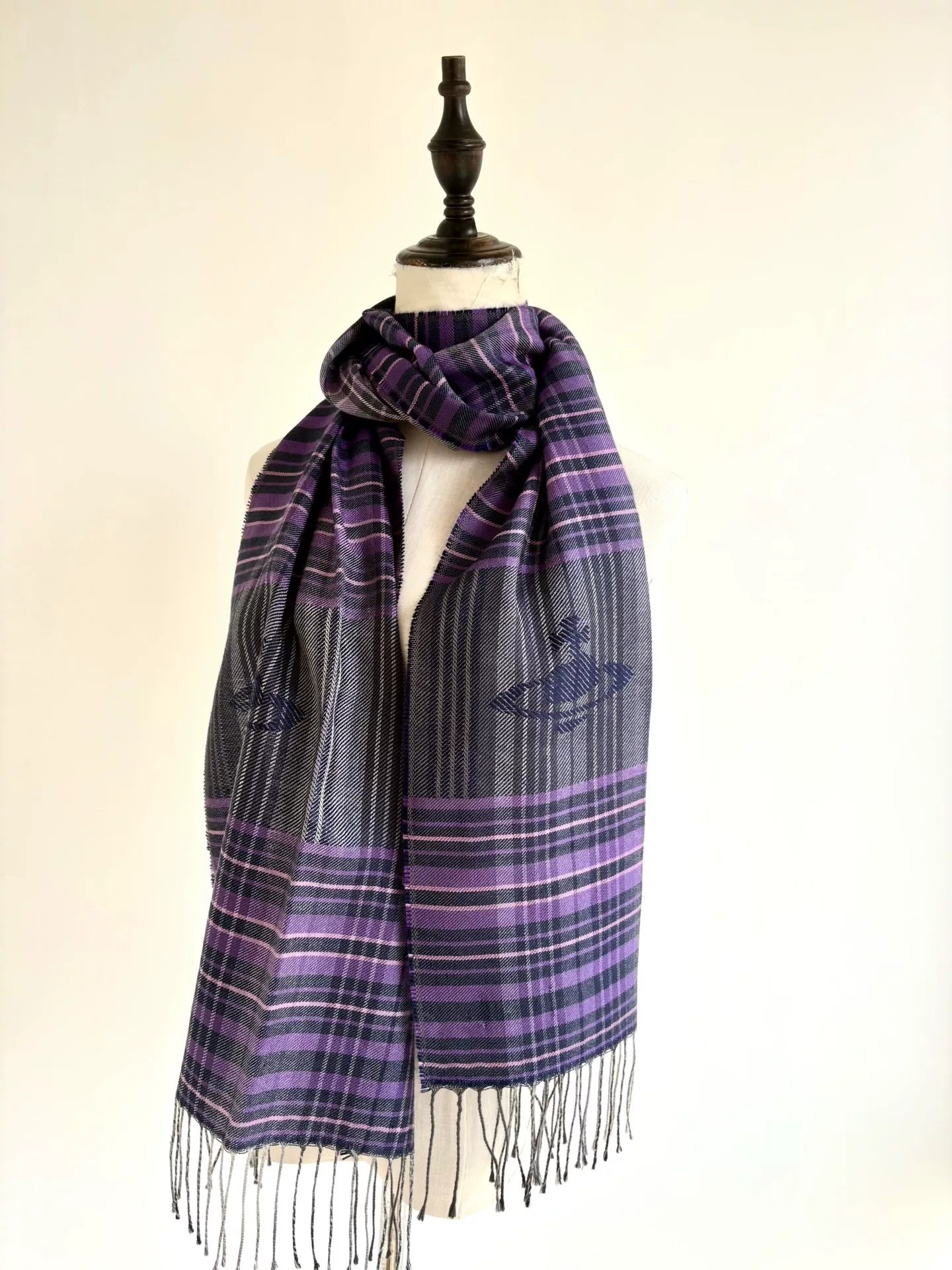 Vivienne Westwood Purple-Gray Plaid Saturn Scarf
