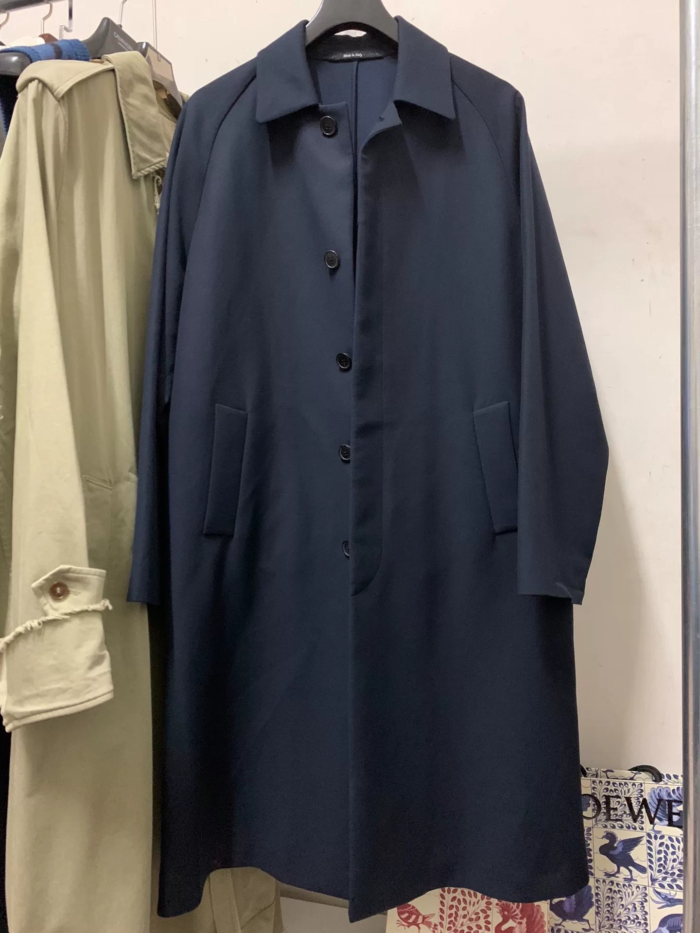 Maison Margiela Navy Drawstring Trench Coat