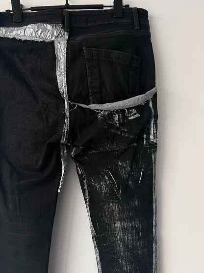 rick owens drkshdw patchwork denim pants