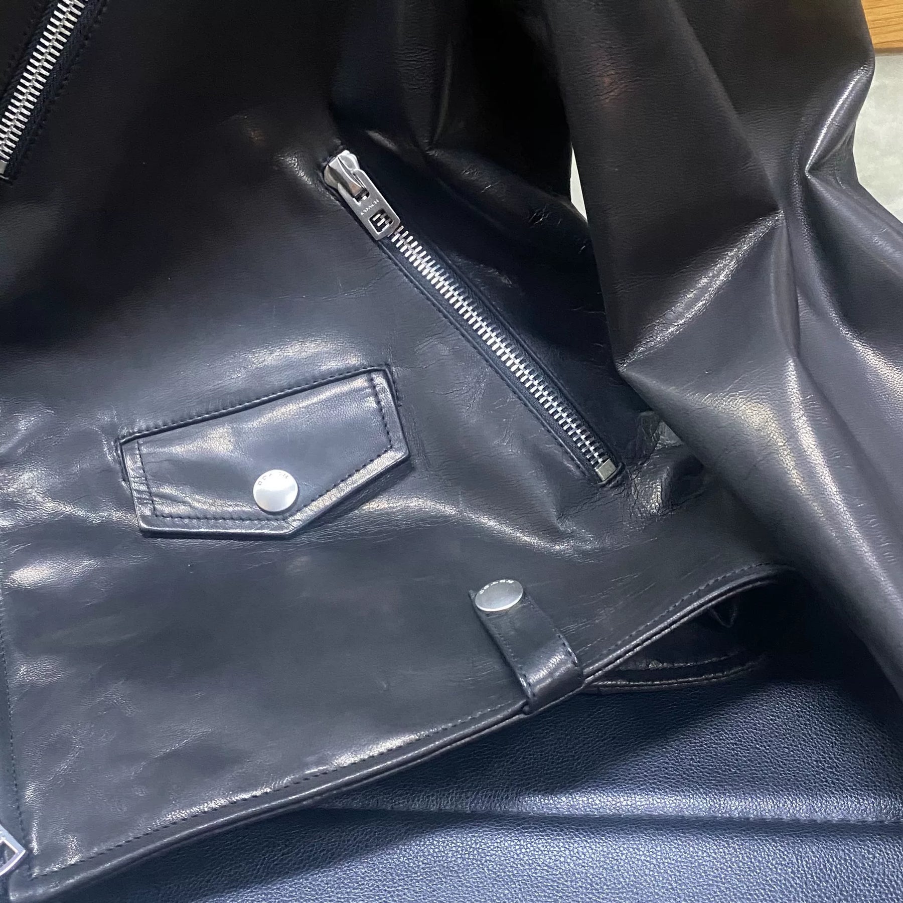 Black Goat Leather Biker Jacket