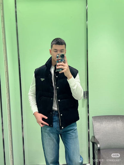 PRADA Black Corduroy Down Vest