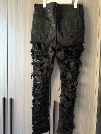 Rick Owens Drkshdw Black Distressed Jeans
