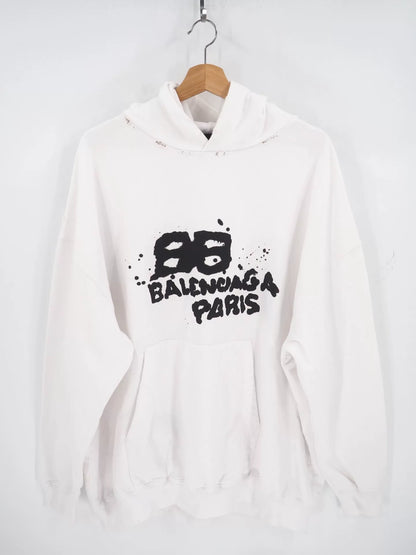balenciaga hand drawn logo oversized hoodie