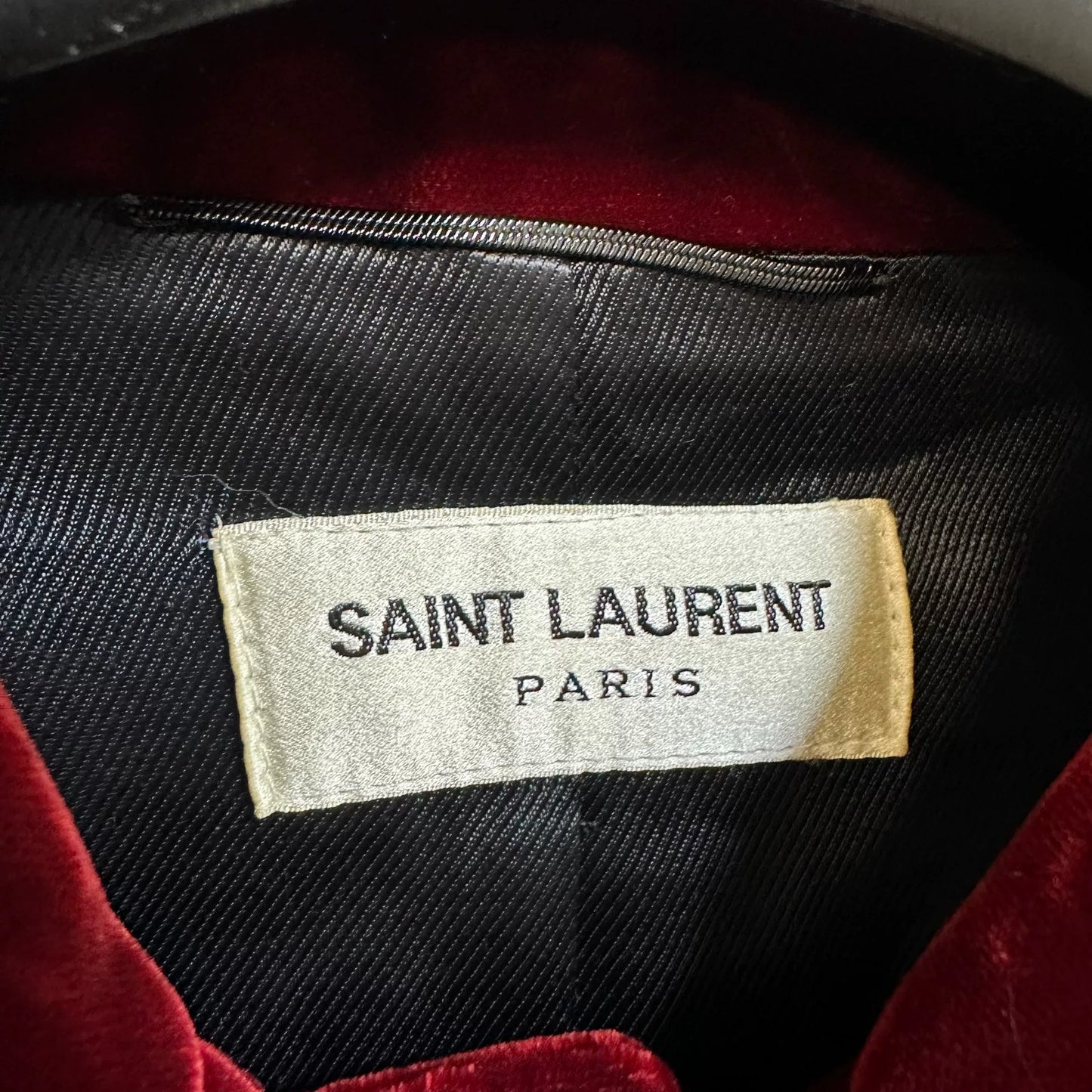 Saint Laurent Red Velvet Pearl Jacket