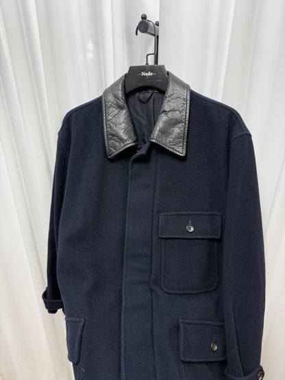 Comme des Garçons Homme 1991AW Leather Collar Wool Coat