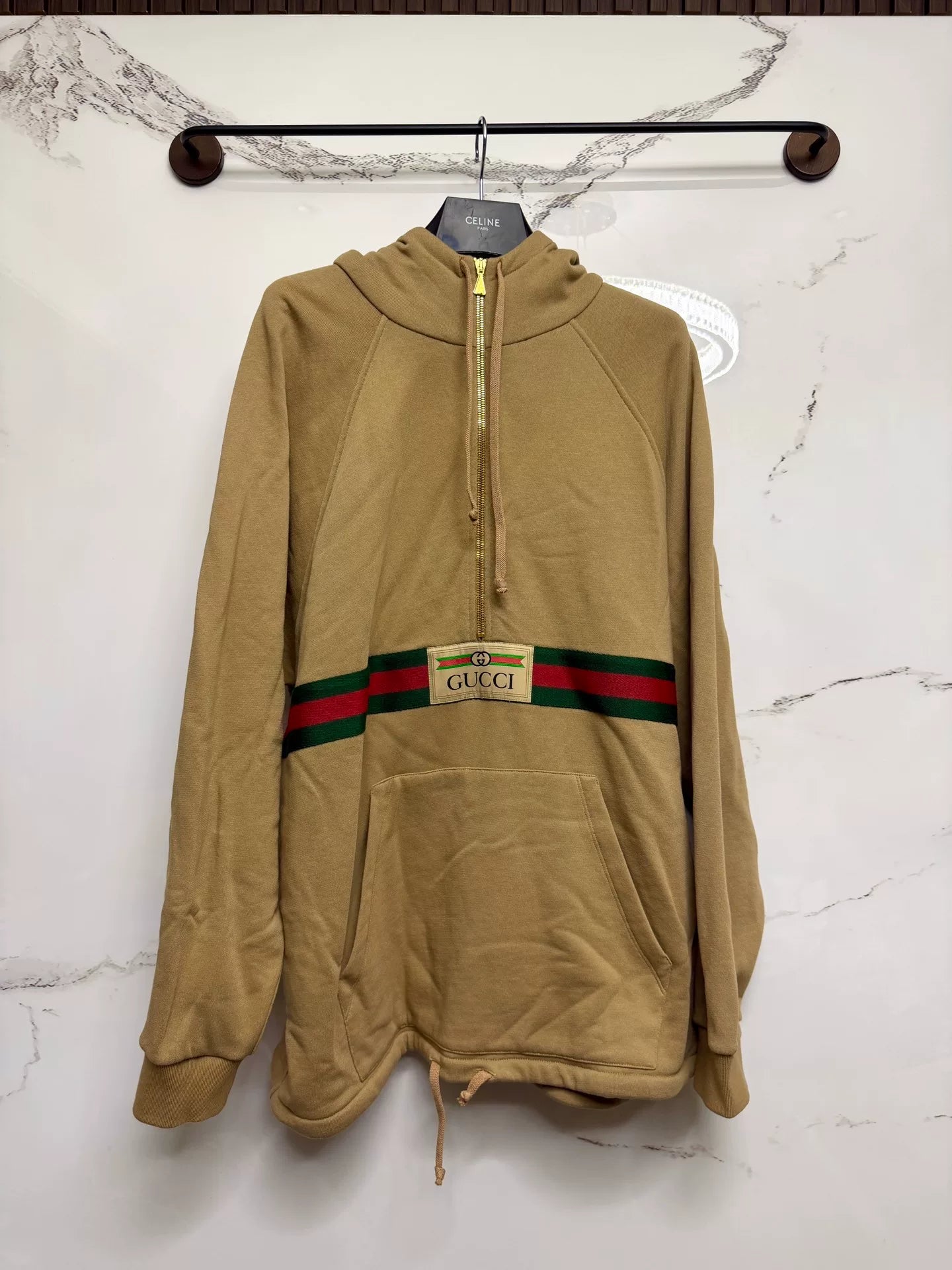 Gucci Khaki Half-Zip Hoodie