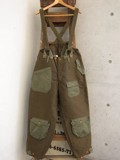 olive green patchwork flight pants