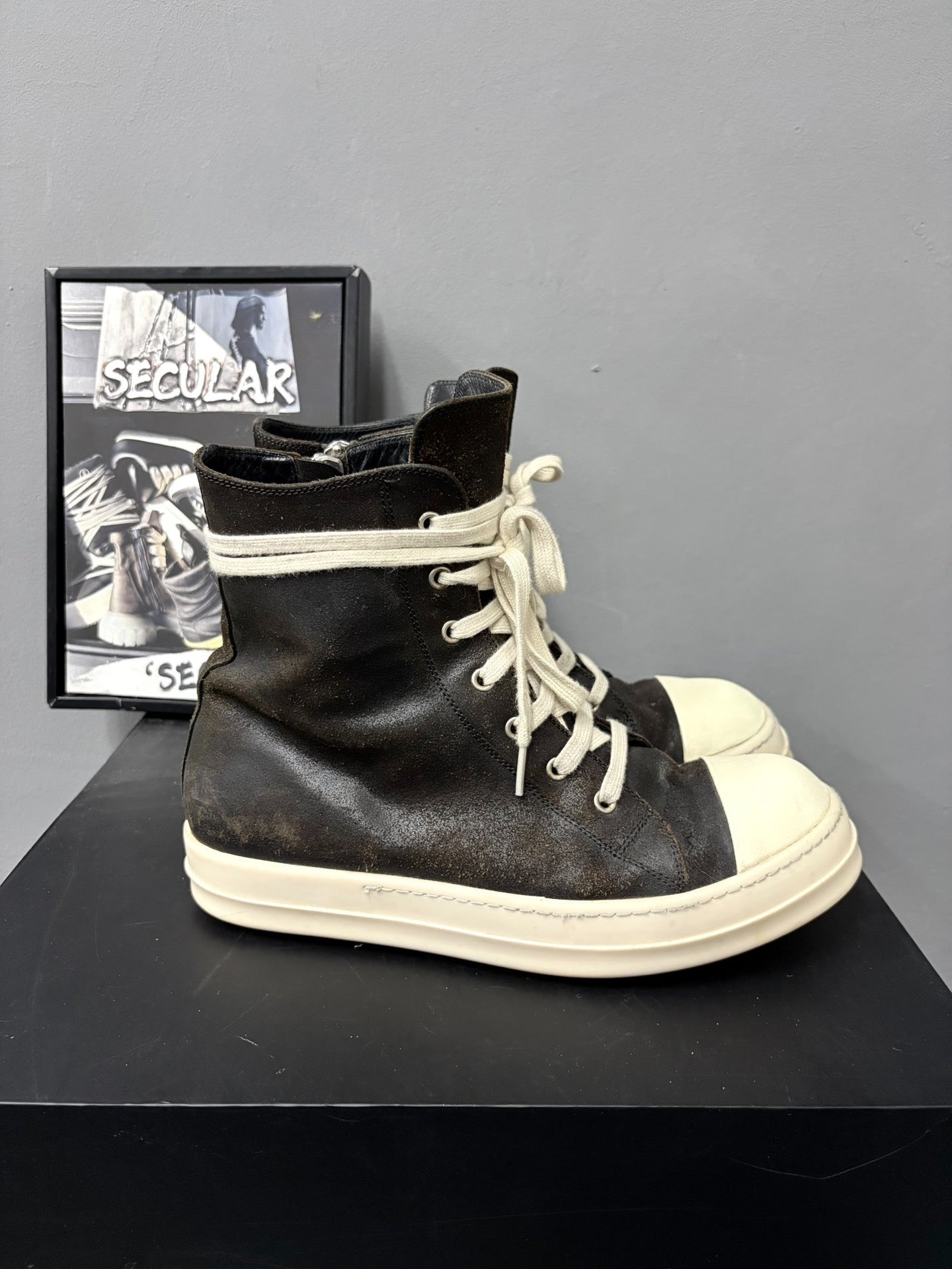 Rick Owens High-Top Leather Sneakers