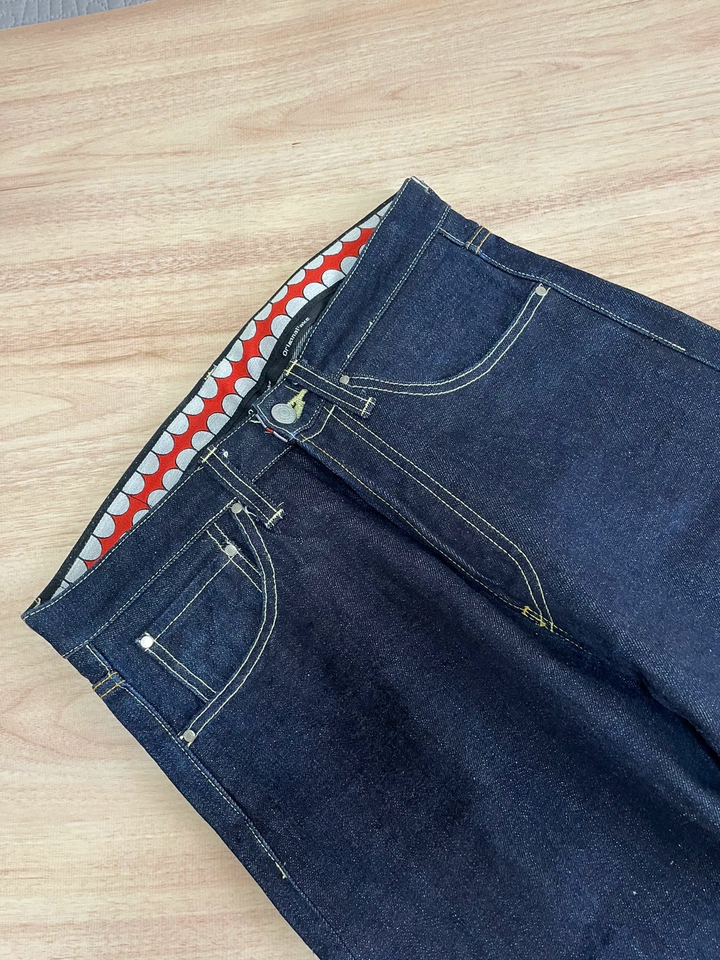 originalfake red tag white denim pants