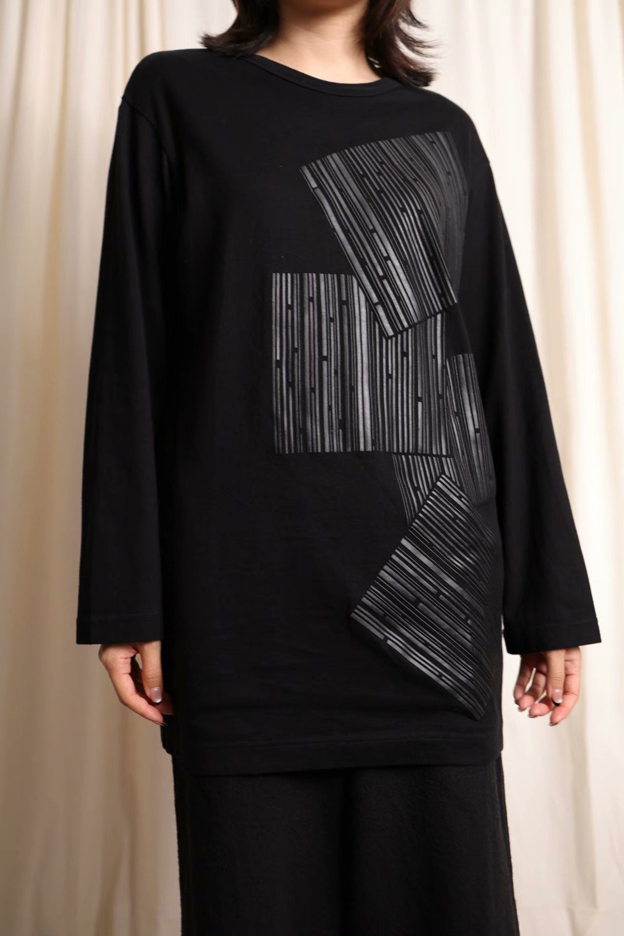 Y's by Yohji Yamamoto Barcode Print Top
