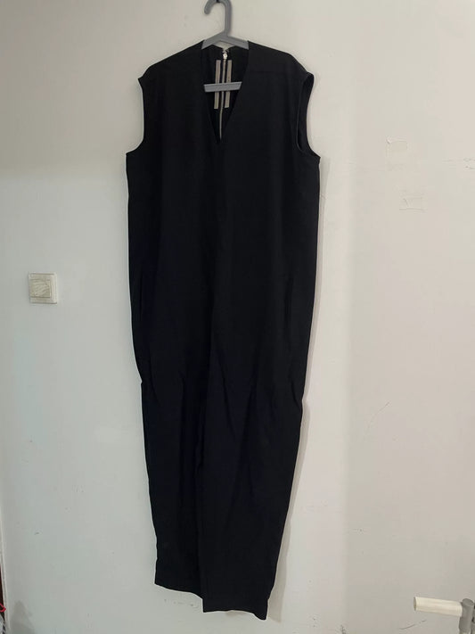 Rick Owens Black Sleeveless V-neck Jumpsuit