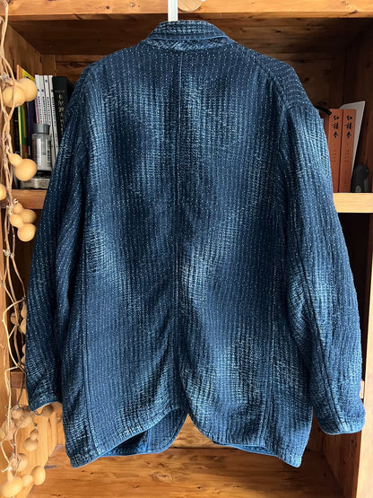 unique indigo dyed textured blazer jacket