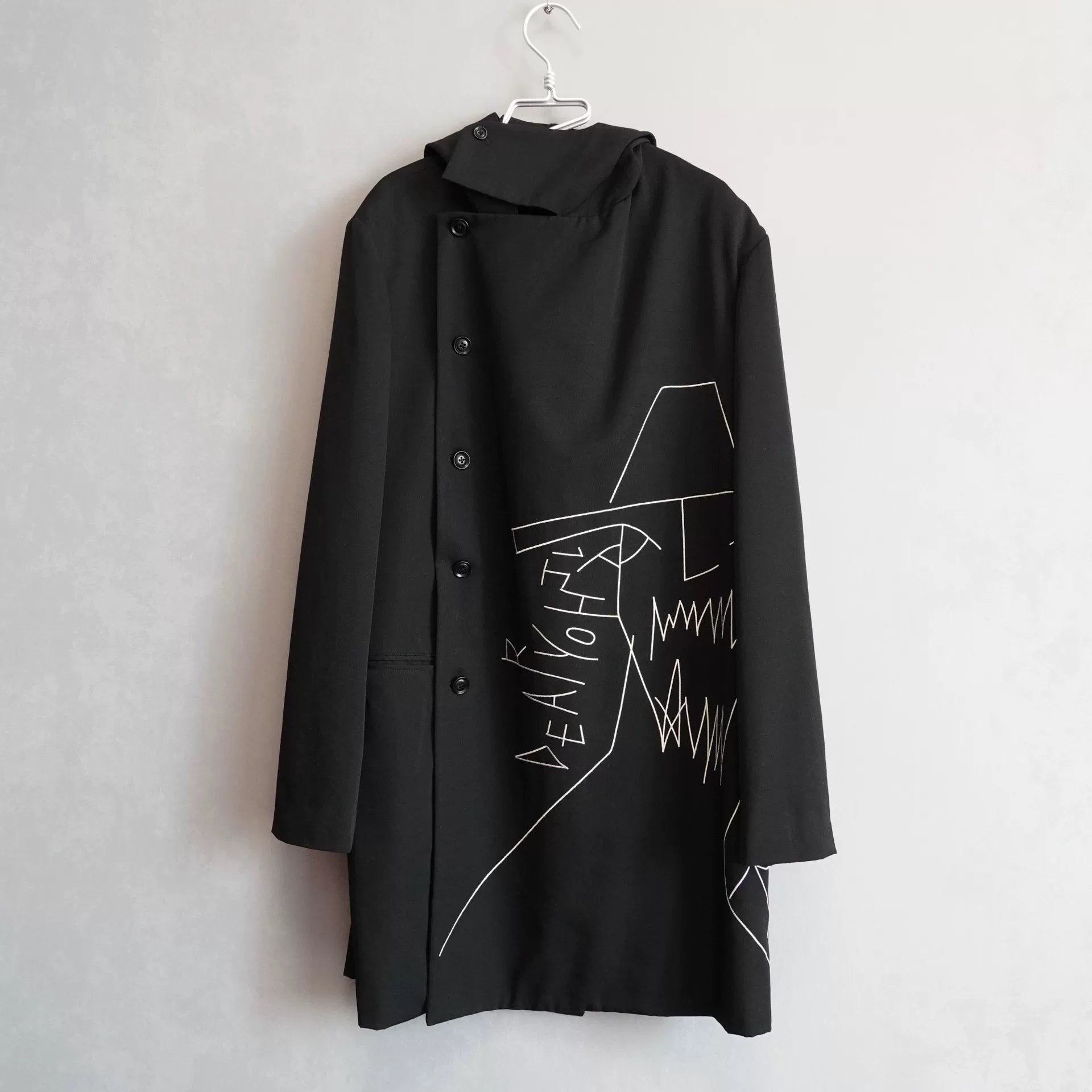 Yohji Yamamoto Hooded Embroidered Coat