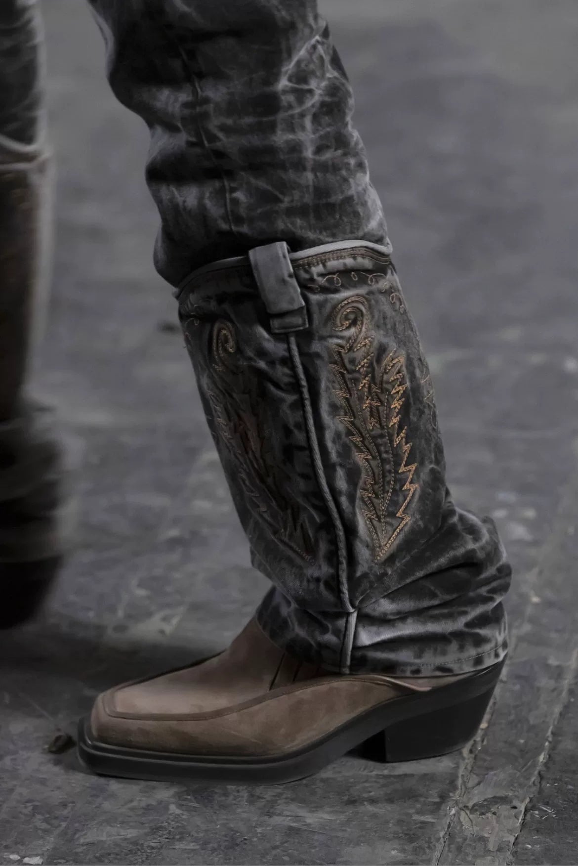 y/project cowboy jeans with removable leg pieces