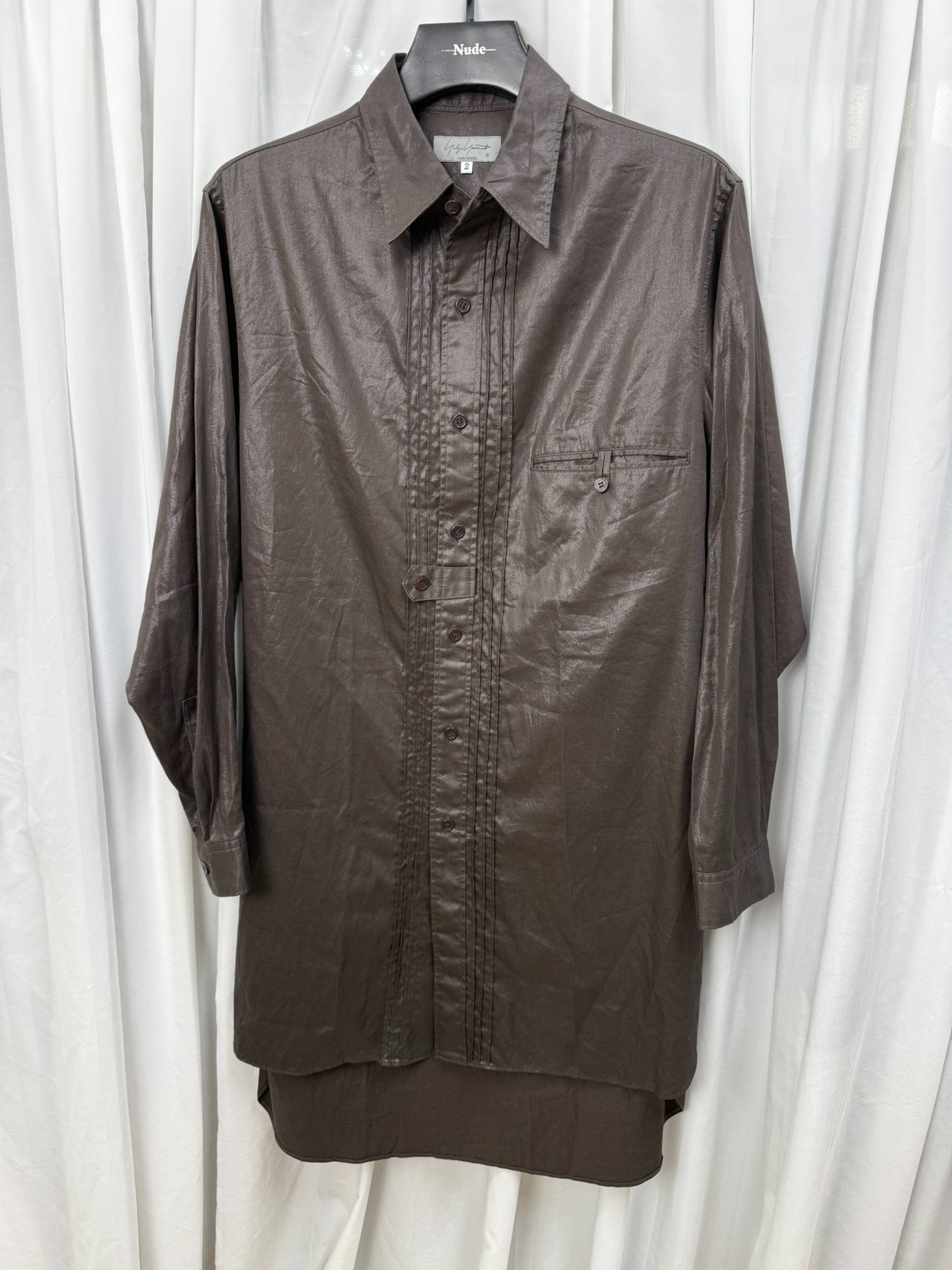 Yohji Yamamoto Pour Homme Coated Waxed Crinkled Shirt