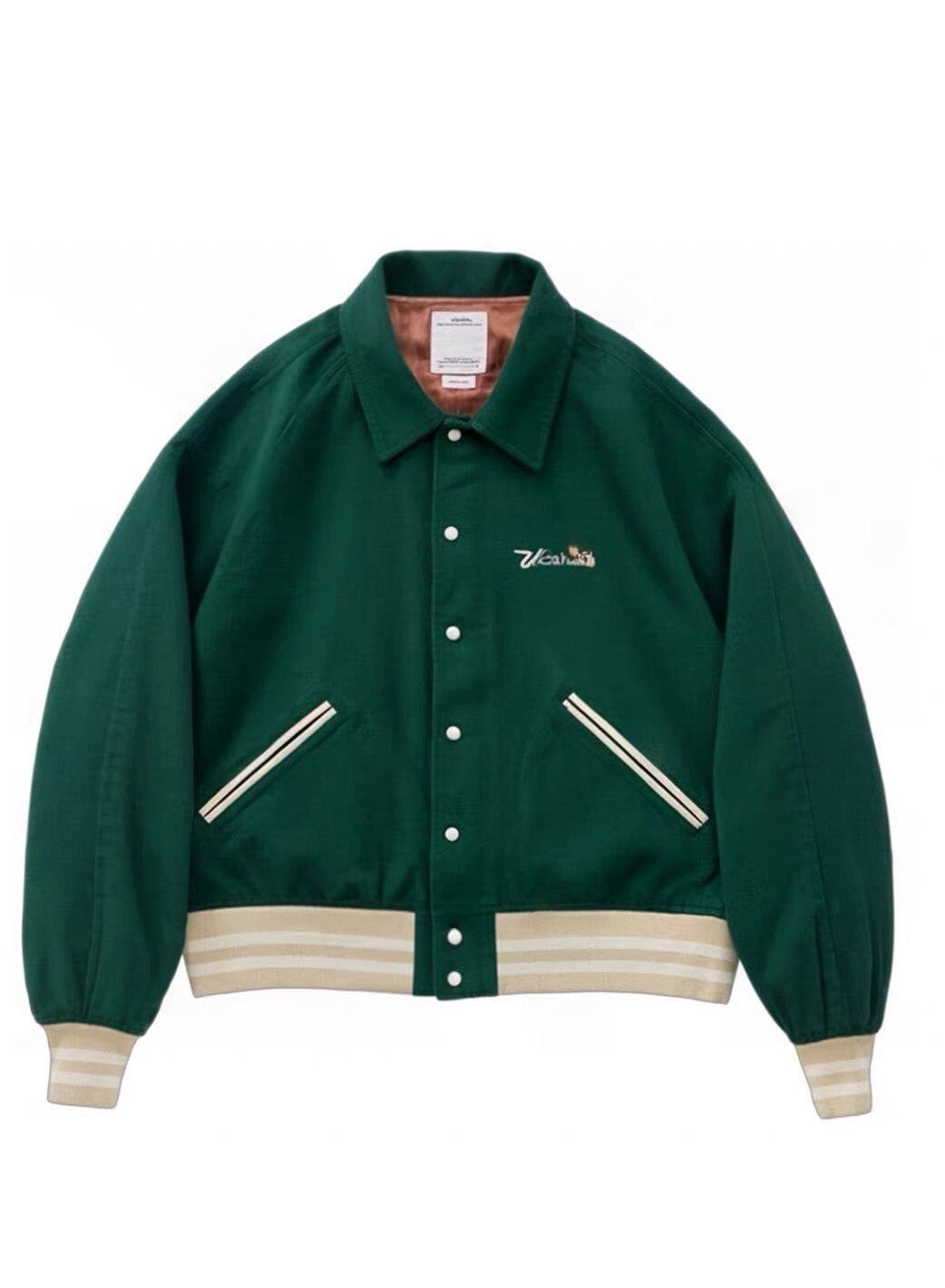visvim crestwood varsity jacket in green