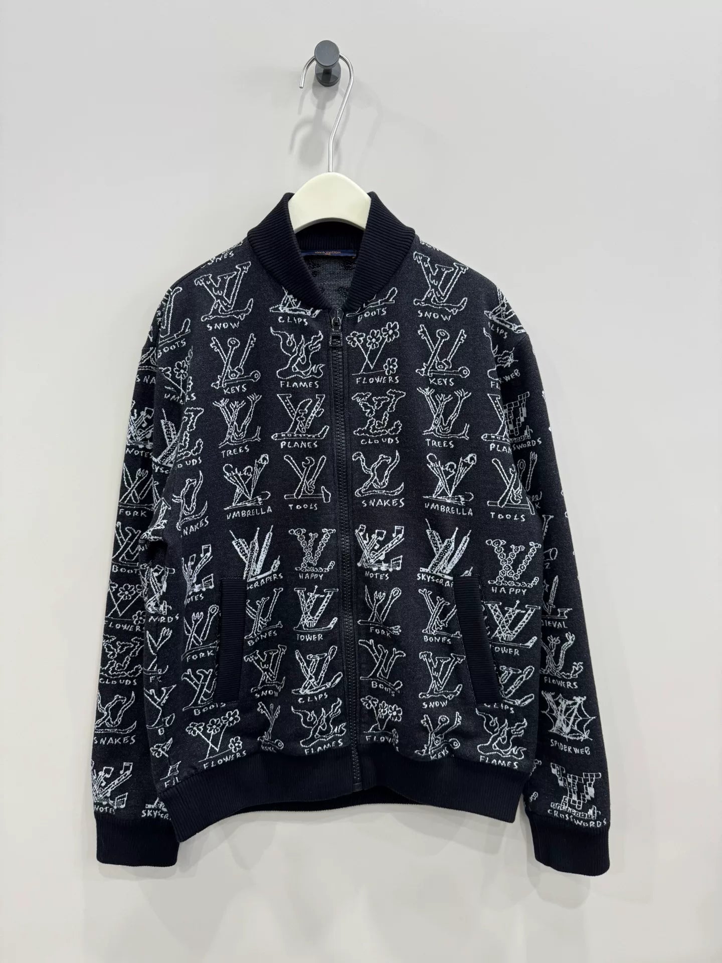 louis vuitton printed zip-up jacket size s