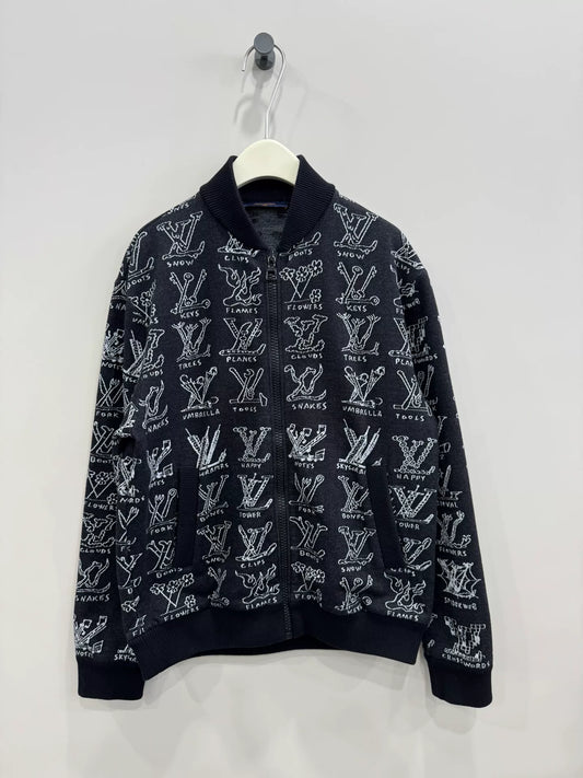 louis vuitton printed zip-up jacket size s