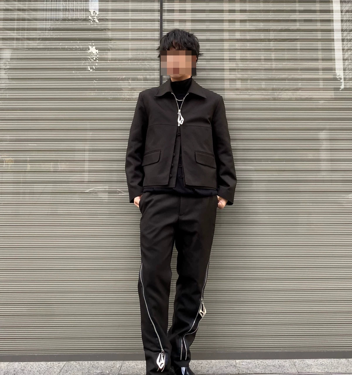 namacheko tailored biker jacket in black