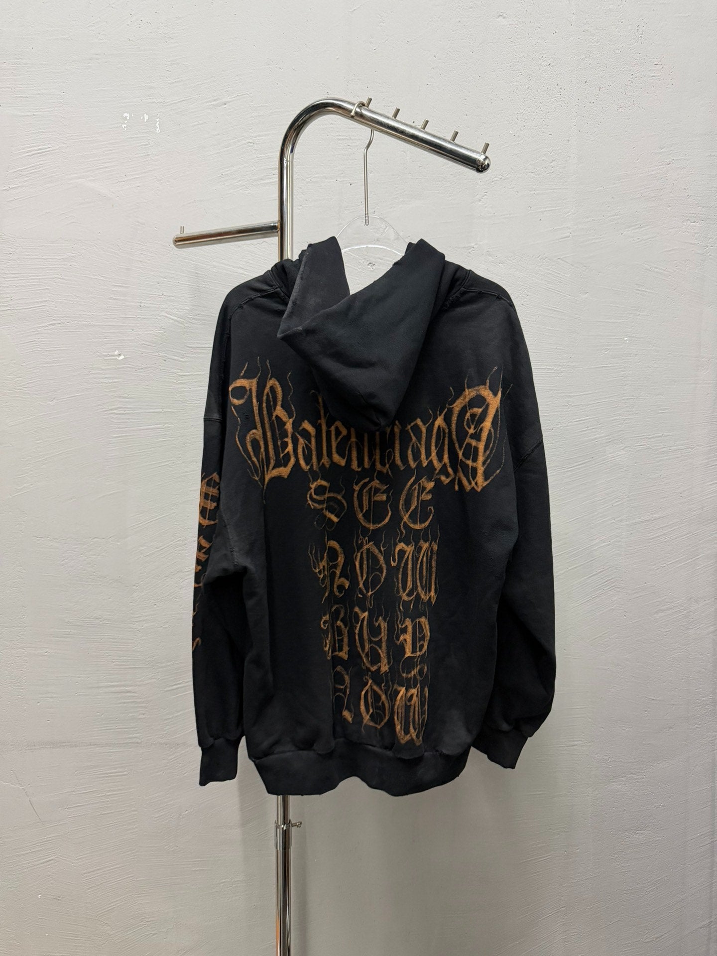 Balenciaga Black Zip Hoodie Gold Graphics