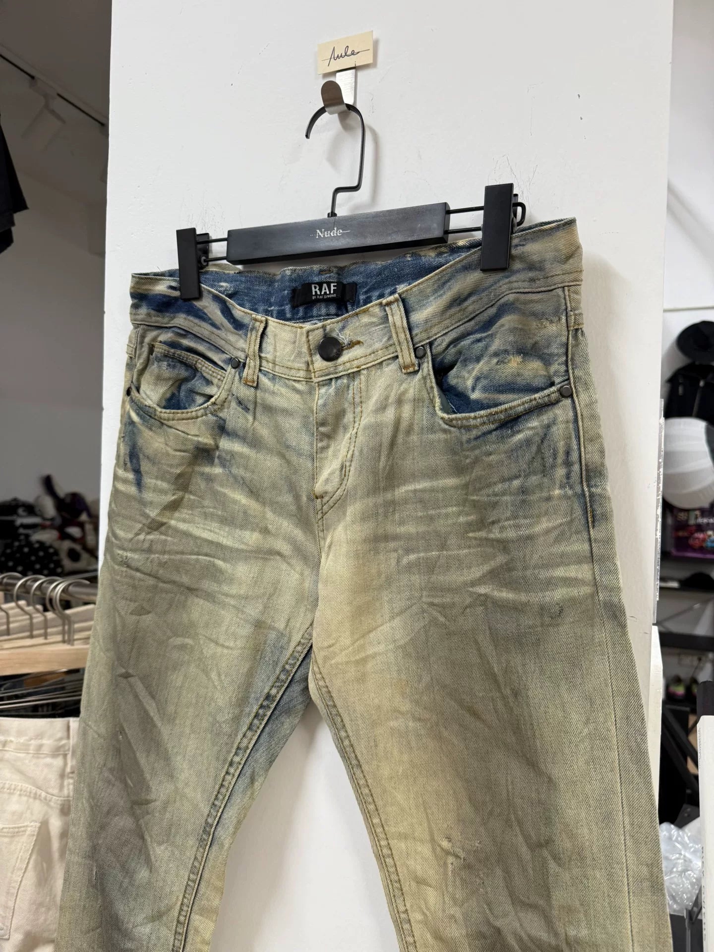 raf simons water-washed denim pants size M