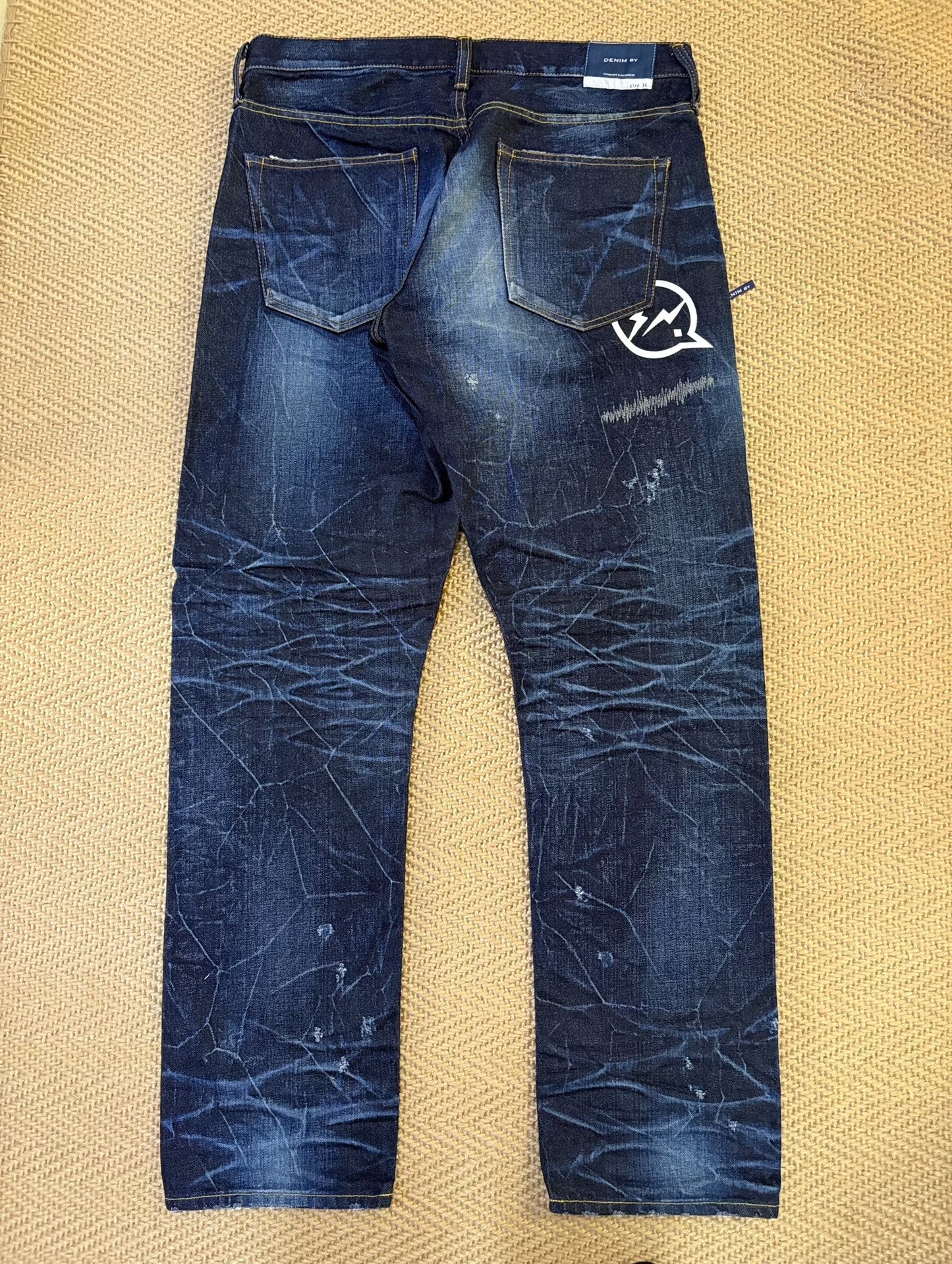 vanquish & fragment distressed denim pants