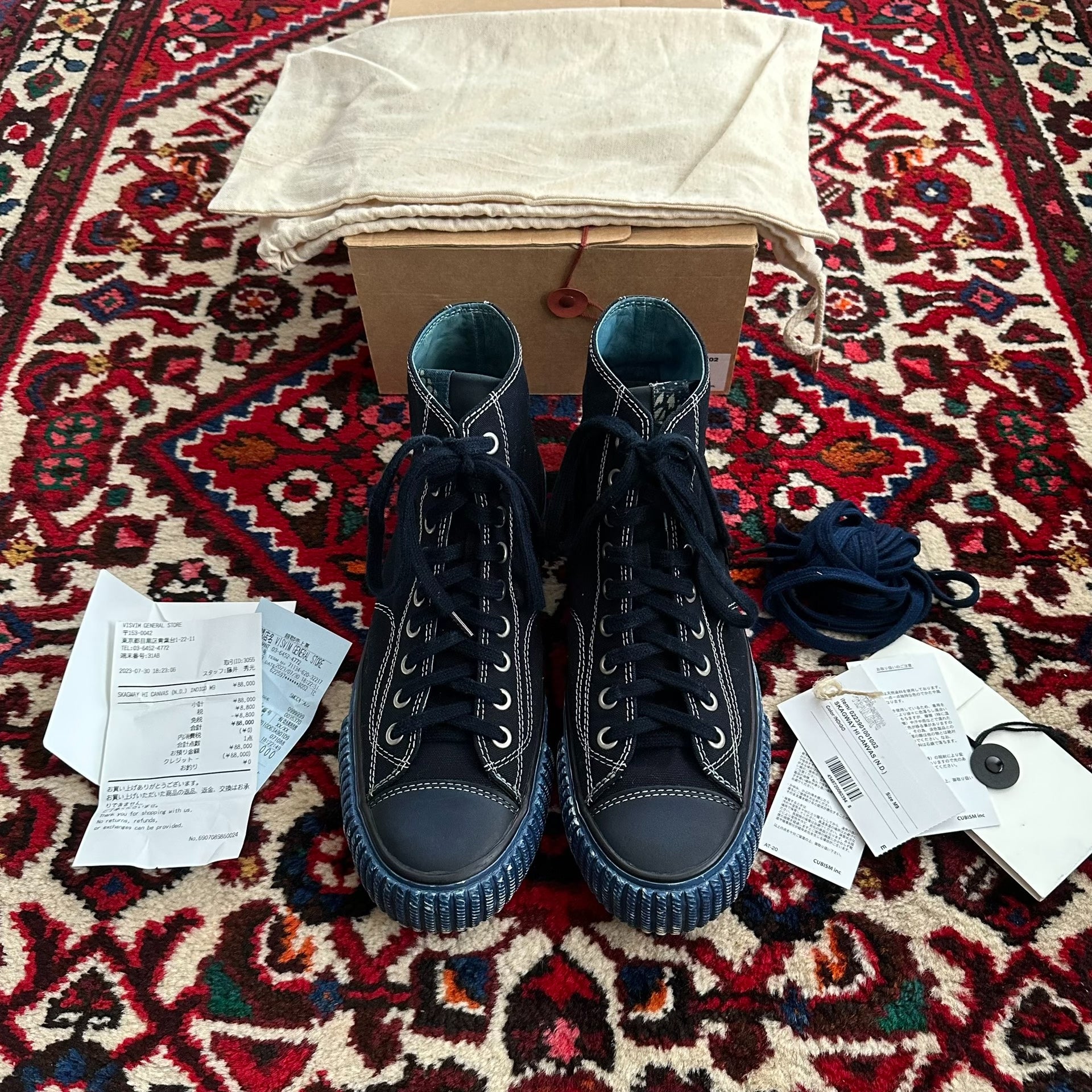visvim skagway hi canvas shoes in blue