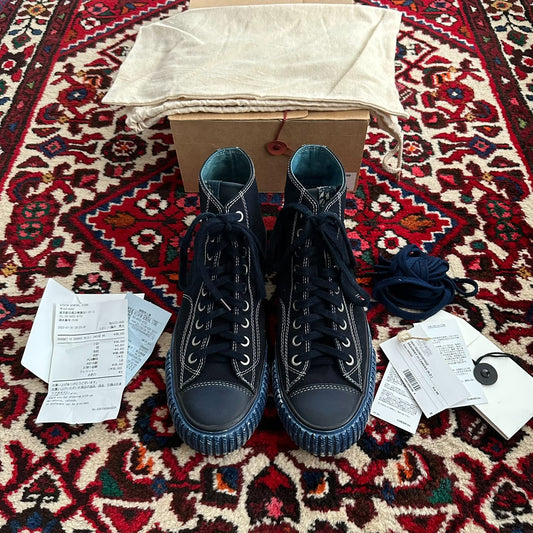 visvim skagway hi canvas shoes in blue