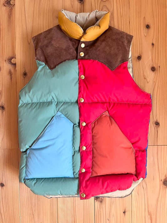vibrant multi-colored puffer vest for casual wear