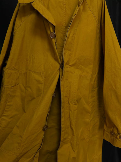 mustard yellow wax cotton hooded coat