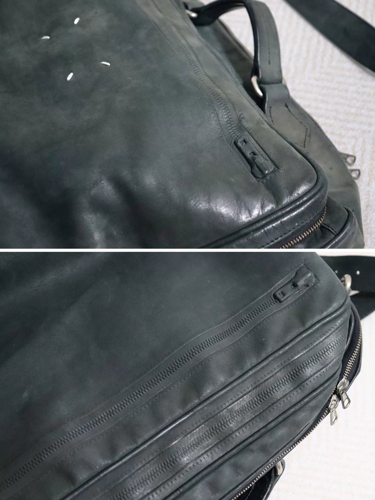maison margiela black leather messenger bag