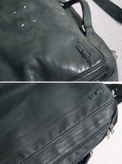 maison margiela black leather messenger bag